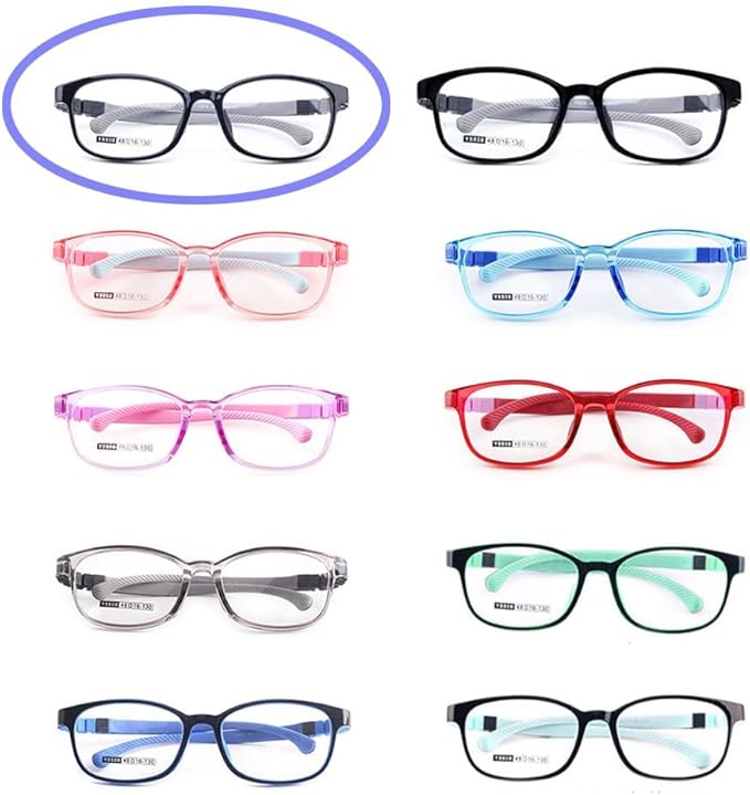 QYAJS Eyeglasses Frame Children Optical Glasses Frame TR90 Flexible Bendable One-piece Safe Eyeglasses Girls Boy (Light Black and Grey)