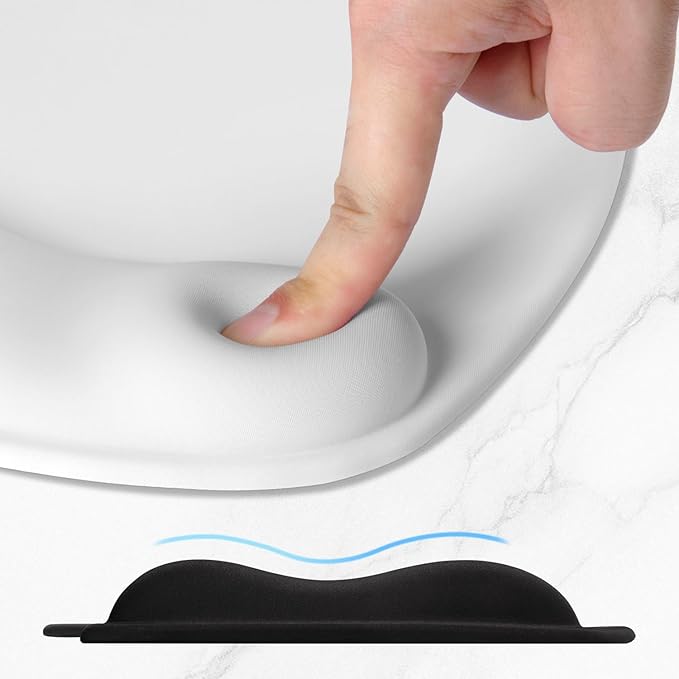 ITNRSIIET Ergonomic Mouse Pad, Cushioned Gel Wrist Rest, Non-Slip Base, Smooth Surface, Cute Multi-Color, 9.5 x 8.2 in, White