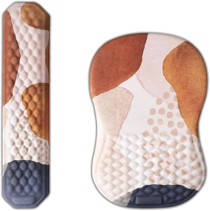 Ergonomic Mouse Pad Wrist Support and Keyboard Wrist Rest, Computer Carpal Tunnel Mouse Pads for Desk with Coaster Set, Memory Foam Mousepad with Non-Slip PU Base for Home Office (Coffee)