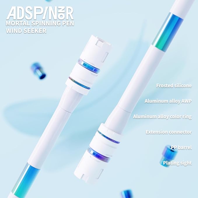 Spinning Pen by Mr.Nope - Mortal Series Limited Color Version (White) Professional Fidget Spin Pen for Tricks, Long, Weighted, Writable, Stress Relief Pen with Balanced Metal Tips