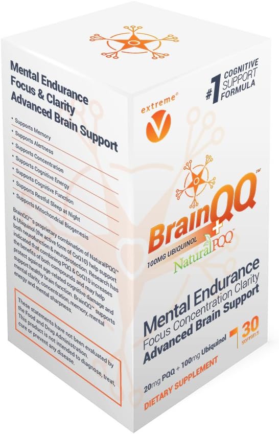 BrainQQ Get Smart! Enhanced HIGH Absorption Nootropic Brain Formula-Concentration, Focus, Clarity & Memory Peak Performance. 100mg of Ubiquinol (QH) Plus Natural PQQ 20mg
