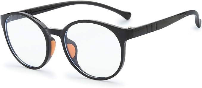 Kids Blue Light Blocking Glasses Silicone Flexible TR-90 Frame, Computer Gaming TV Phone Glasses for Boys Girls Age 3-14 (3-12 yr-Old, B0301 Black)