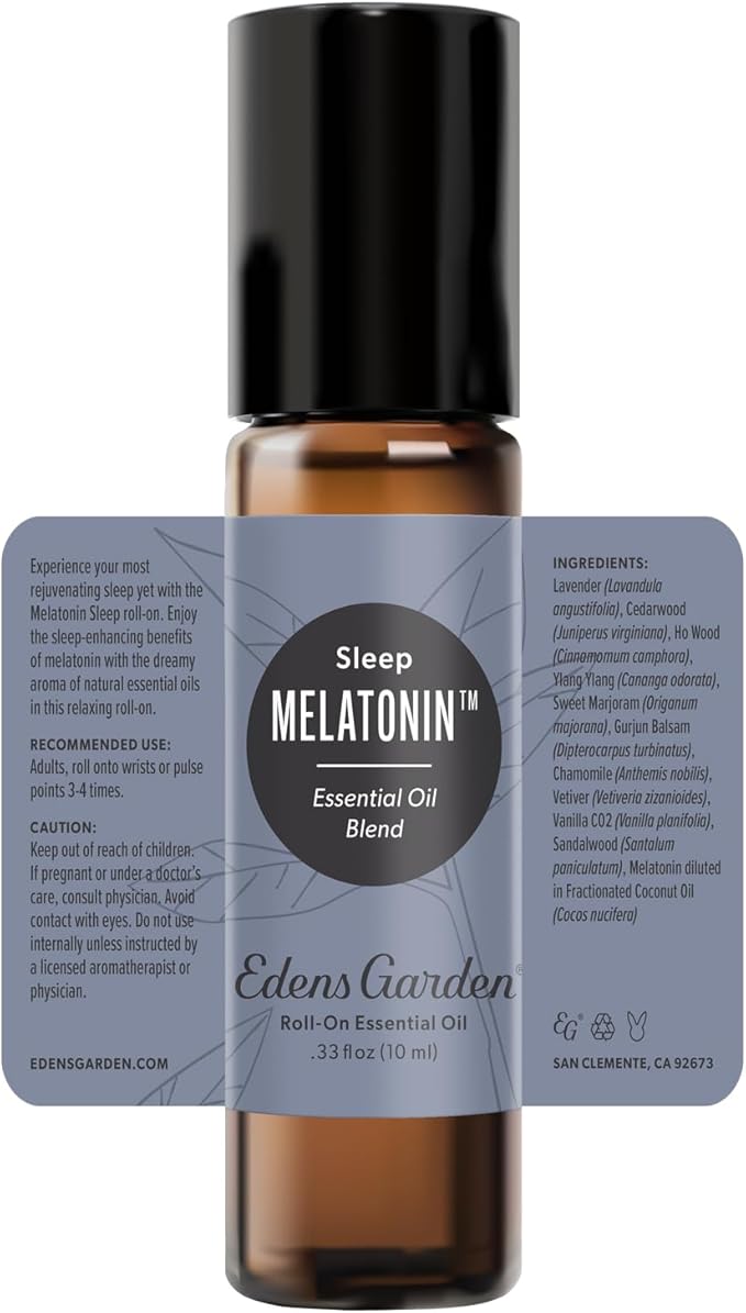 Edens Garden Melatonin Sleep Essential Oil Roll-On Blend- 100% Pure Premium Grade, Natural, Therapeutic, Aromatherapy, Skin Safe, The Best for Relaxation, Tension Pre-Diluted 10 ml (.33 fl oz)