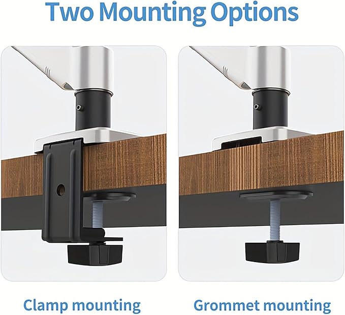 Ultrawide Monitor Arm for 13 to 32 inch Flat/Curved Computer Screen, Gas Spring Single Monitor Mount Holds up to 17.63 lbs, Clamp & Grommet Base, VESA 75x75/100x100mm, White