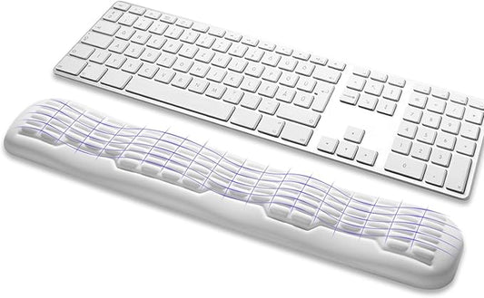 UnivoColors Memory Foam Keyboard Wrist Rest,Latest 3.0 Wave Curve Design,High-Resilience Memory Foam,Non-Slip Base Fits,Full-Sized Keyboards,Ideal for Work and Gaming(Ivory)