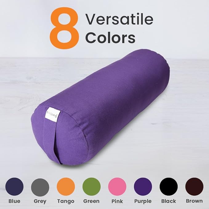 Sol Living Yoga Bolster Pillow for Restorative Meditation - 100% Cotton Cylindrical Cushion with Washable Cover for Balance Support in Asana Poses