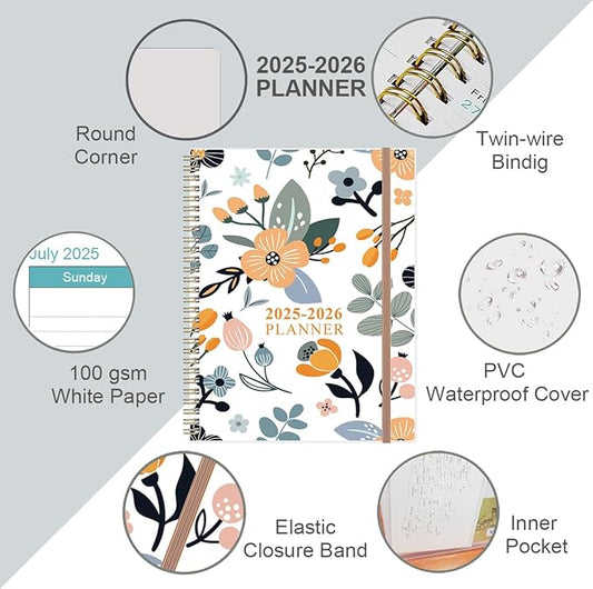 2025-2026 Planner - 17 Months Weekly & Monthly Planner from August 2025 - December 2026, Academic Planner 2025-2026 with Elastic Closure, Inner Pocket, 8.5" x 11", Rose Flower