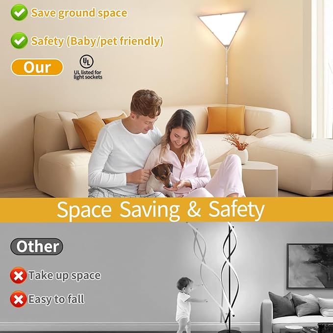 Dimmable LED Corner Light with Remote, 3000K/4000K/6000K Plug in Ceiling Light, Corner Lights for Living Room, Bedroom, Kids Room, 1 Hour Timer, Triangle Lamp for Dark Area(9W Bulb Include)