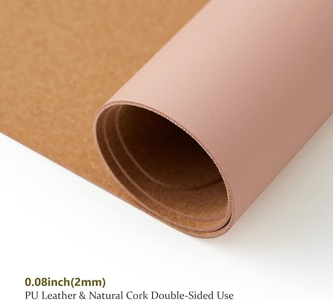 Cork Desk Mat - Small Dual-Sided Desk Pad for Office and Home - Desk Organization and Accessories - Ideal for Large Mouse Pad and Small Desk Mats on Top of Desks(Pink,23.6"x 13.8")
