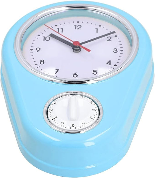 9 Inch Retro Kitchen Timer Wall Clock, Multifunction Innovative Precise Time Silent Operation Quartz Clock for Home Kitchen (Blue)