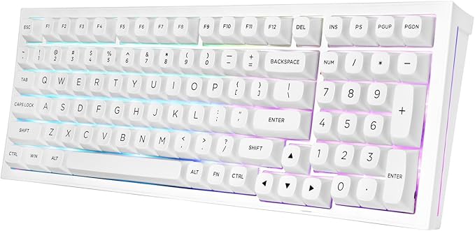 Redragon K723 Wireless Mechanical Gaming Keyboard Creamy, Hot Swappable Pre-lubed Linear Switches, Gasket Structure, Tri-Mode BT5.0/2.4GHz/USB-C, RGB Backlit, Custom for PC/Mac/PS/Xbox, White