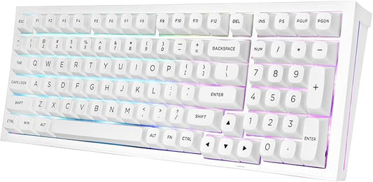 Redragon K723 Wireless Mechanical Gaming Keyboard Creamy, Hot Swappable Pre-lubed Linear Switches, Gasket Structure, Tri-Mode BT5.0/2.4GHz/USB-C, RGB Backlit, Custom for PC/Mac/PS/Xbox, White