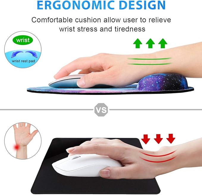 ToLuLu Mouse Pad with Wrist Rest Support, Gel Cute Mouse Pads Non Slip Rubber Base Mousepad, Ergonomic Mouse Wrist Rest Pad for Laptop Computer Home Office Working Gaming Pain Relief, Nebula Galaxy