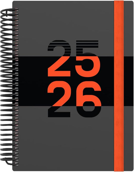 Collins 'Delta' 14 Month Mid/Academic Year Planner, July 2025-August 2026 Day-to-Page Appointments Diary, A5 Wiro Bound Cover, Orange