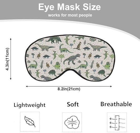 Dinosaur Eye Mask Sleeping Mask Nature Wildlife Animal Retro Green Sleep Masks Silky Soft Eye Cover for Women Men Shading Blindfold for Air Travel Sleeping