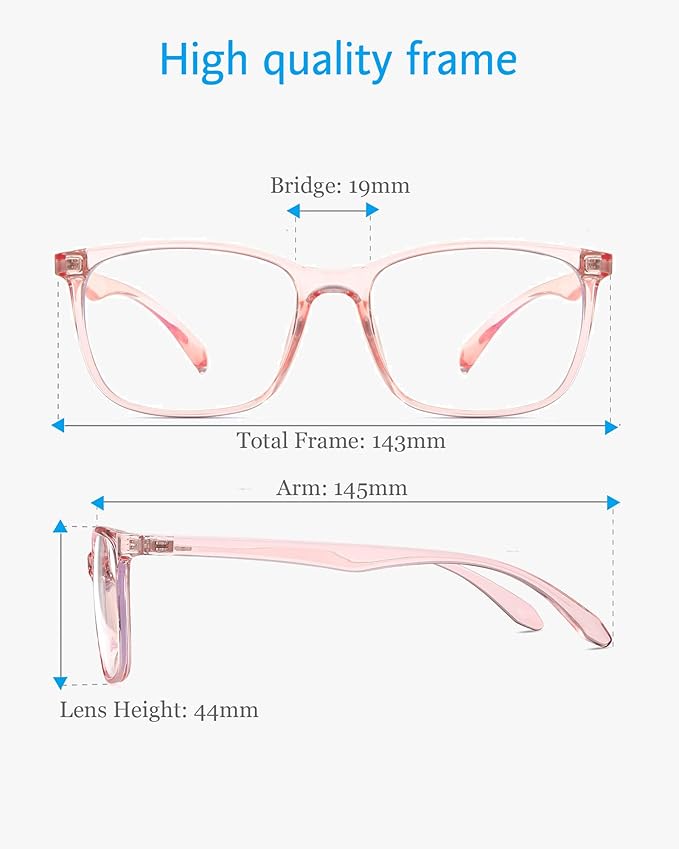 ANRRI Blue Light Blocking Computer Glasses Women Anti Eyestrain UV Filter Lens Lightweight Pink Frame Eyeglasses (Clear Pink)