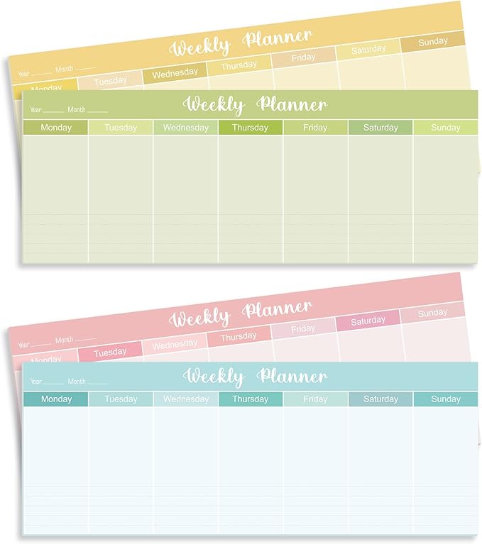 Geyee 120 Sheets Weekly Planner Notepad Tear off Weekly Calendar Pad to Do List Sticky Notepad Desk Schedule Planner for Student Habit Tracker Reminder Office School