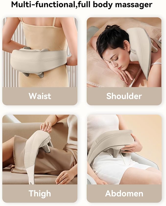 Snailax Cordless Neck Massager with Heat, Kneading Neck and Shoulder Massager Deep Tissue, Shiatsu Back Pillow, 2 Heating Levels,Gifts for Mom Dad