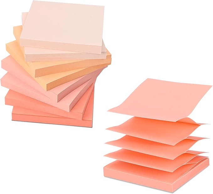 BAYTORY 640 Sheets Pop Paper Up Sticky Notes, 3 x 3 Inches, Self-Sticky Note Pads, Pink Gradient Sticky Pads, Memo Pads for School Office Home Desk Accessories (Pink Series)