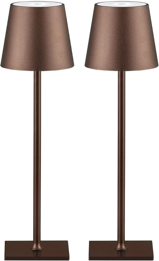 2 Pack Cordless Table Lamps, 3 Colors Stepless Dimming, 5000mAh Rechargeable Battery LED Desk Lamp for Bedroom/Couple Dinner/Desk/Cafe/Dining Room/Terrace