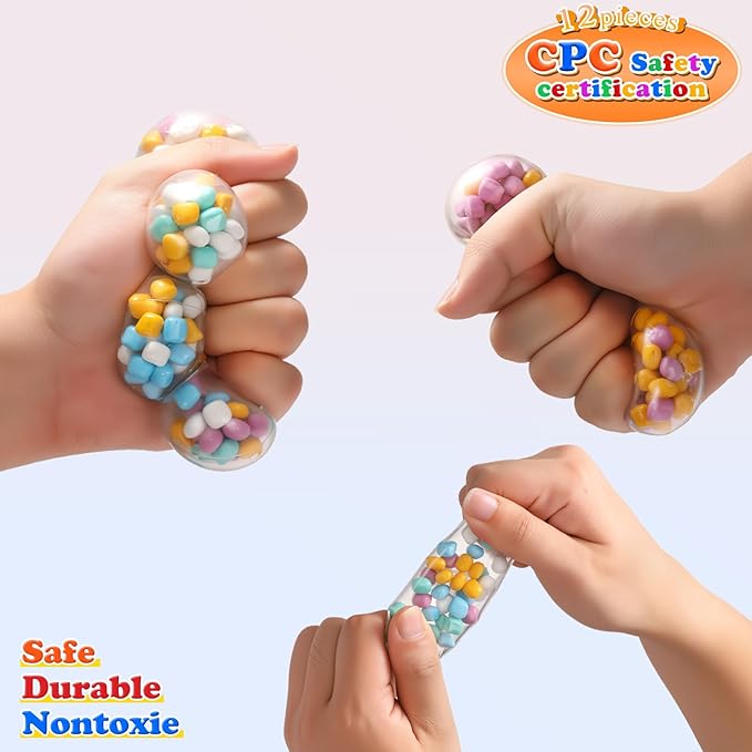 Stress Balls with Colorful Stones Stress balls for kids,Fidget Sensory Toys for Relief,Autism Toys,Stocking Stuffers,Kids Party Favors