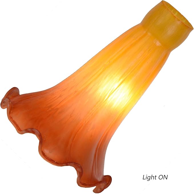 Bieye LS11S Lily Flower Blown Glass Lampshade (Yellow Orange, Opening I.D. 0.87" x O.D. 1")
