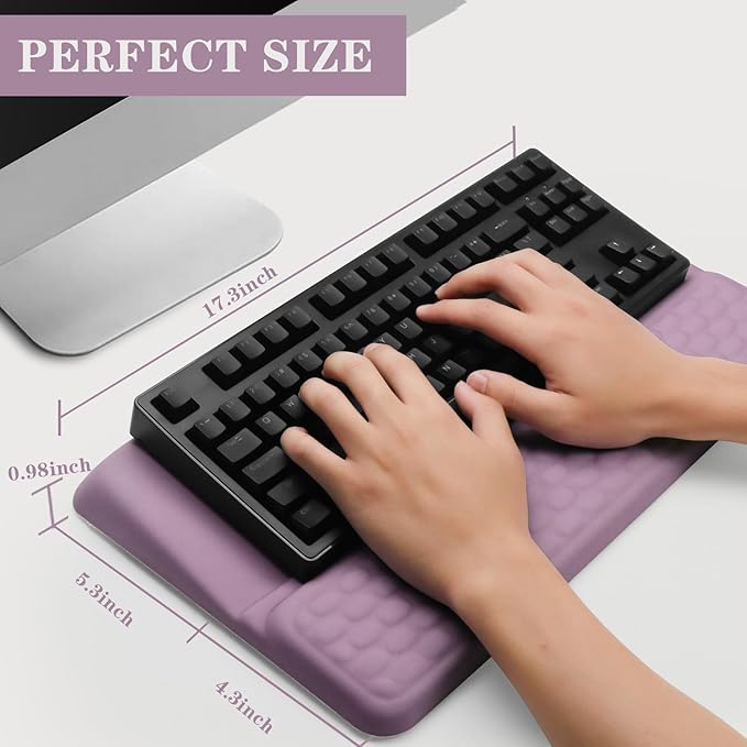 Computer Keyboard Stand Pad with Wrist Rest, Ergonomic Comfy Tilted Keyboard Stand Riser Holder Pad for Office Home (Purple)