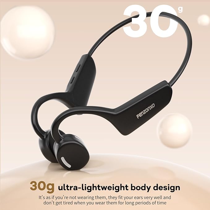 Open Ear Headphones, Air Conduction Headphones Sport Earbuds Bluetooth 5.3 15Hrs Playtime Bluetooth Headphones, IPX6 Waterproof Sports Headset for Running, Cycling, Walking Black