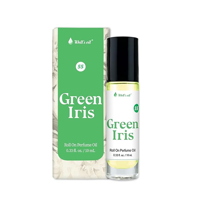 Well's Oil Roll-On Perfume Oil (Green Iris) | Woody Floral Notes | Long-Lasting | Paraben-Free | 0.33 Fl Oz / 10 ml
