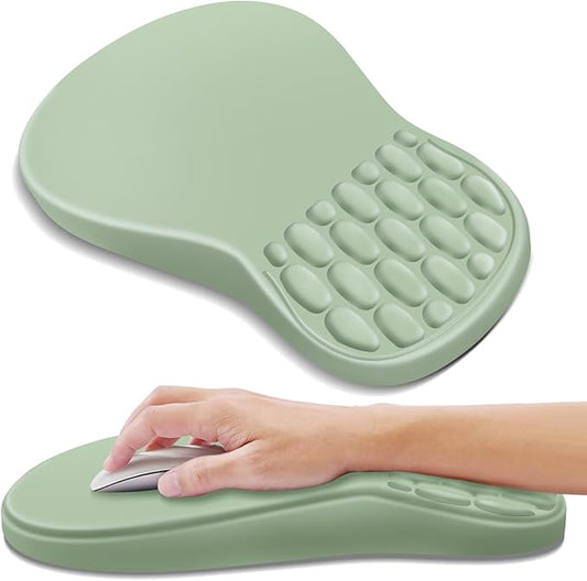 Ergonomic Mouse Pad with Wrist Rest Support, Mousepad with Comfortable Memory Foam Wrist Rest and Non-Slip PU Base for Pain Relief, Computer, Laptop, Office, Home (Green)
