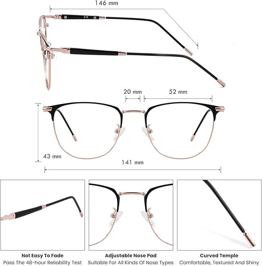 GUDVUE Blue Light Glasses, Computer/Gaming/TV/Phones Glasses for Women/men, Anti Glare/UV400/Eye Strain, Rose Gold