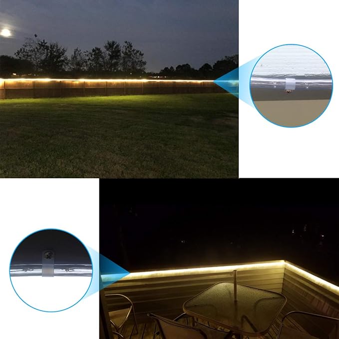 LOKMAN 50 Pack 1/2 Inch Rope Light P-Style Mounting Clips with Compatible Stainless Steel Pan Head Phillips Screws White