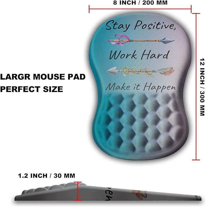 Mouse Pad Wrist Support, Ergonomic Mouse Pad with Massage Dot, Comfortable Computer Mouse Pad for Laptop, Wrist Rest Pain Relief Mousepad with Non-Slip PU Base for Office & Home, 12 x 8 in