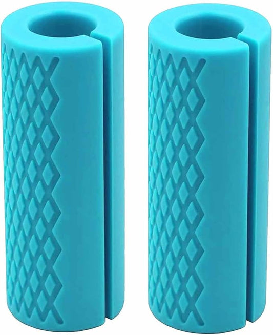 Thick Dumbbell & Barbell Grips for Weightlifting - High-Density Silicone Rubber, Non-Slip Gym Grips for Muscle Growth, Hand Stress Relief, Arm Blaster Adapter (1 Pair)