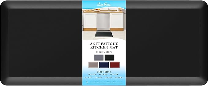 4/5 Inch Thick Kitchen Mats for Floor, StepRite Kitchen Rug for Standing Desk, Non-Slip, Thicker, Stain Resistant, Waterproof, Comfort Anti Fatigue Floor Mat for Home, Kitchen, Office - Black,54*22''
