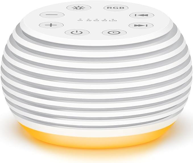 SleeZOO Portable Sound Machine White Noise Machine Sleep Machine with 30 Soothing Sounds 12 Lights 5 Timers 32 Volume Levels Memory Function Rechargeable for Baby Kids Adults and Home Office Travel