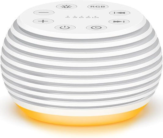 SleeZOO Portable Sound Machine White Noise Machine Sleep Machine with 30 Soothing Sounds 12 Lights 5 Timers 32 Volume Levels Memory Function Rechargeable for Baby Kids Adults and Home Office Travel