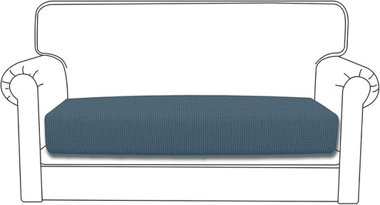 Easy-Going Stretch Loveseat Cushion Cover Sofa Cushion Furniture Protector Sofa Seat Sofa Slipcover Sofa Cover Soft Flexibility with Elastic Bottom(Loveseat Cushion, Bluestone)