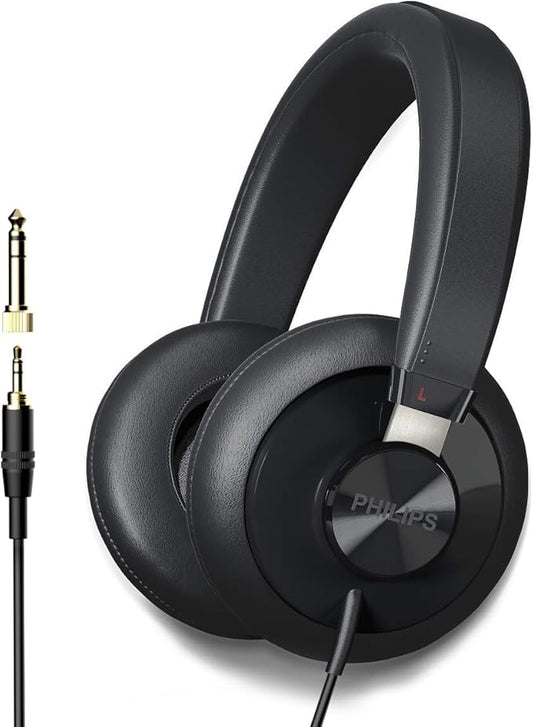 Philips SHP6000 Wired Headphones Studio Monitor & Mixing DJ Stereo Headsets Over Ear Headphones Wired Noise Isolation with High Resolution Audio, Deep Bass and Superior Comfort