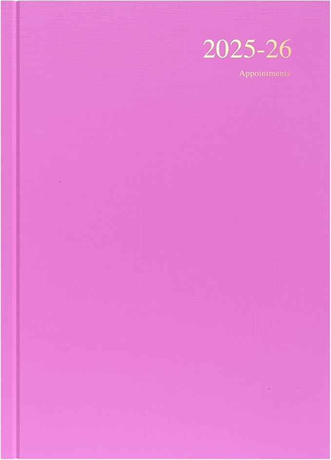 Collins 'Essentials' 12 Month Mid/Academic Year Planner, July 2025-July 2026 - ESSA41M.50-2526 - Day-to-Page Diary, A4 Hard Cover, Pink