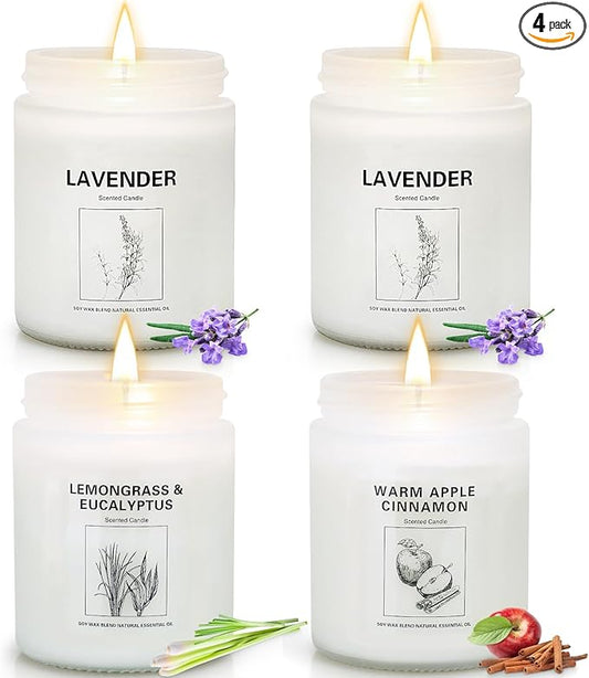 Candles Clearance, 4 Pack Candles for Home Scented, Stress Relief Gifts for Women, 28 oz Lavender Candle Gifts Set for Women Birthday, Valentine's Day, Mother's Day, Anniversary Candle Gift