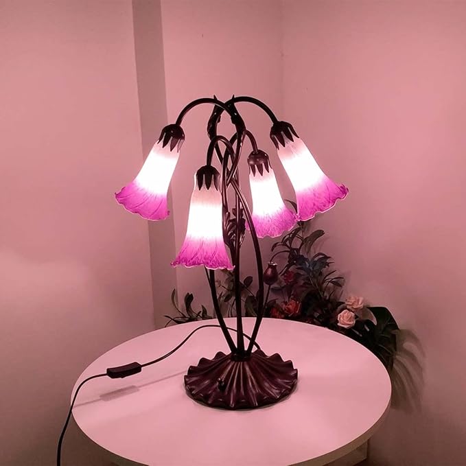 Bieye LS03 Lily Flower Blown Glass Lampshade (White Purple, Opening I.D. 1.26" x O.D. 1.5")