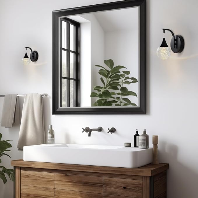 Crystal Wall Sconce Indoor, Bubble Modern Wall Sconces, Dimmable 5W LED Wall Light for Bedroom Bathroom Living Room Dining Room Hallway, Black