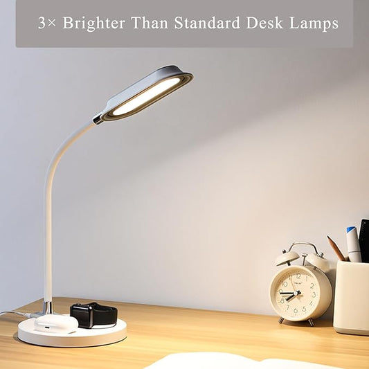 WILIT LED Desk Lamp, 800LM Bright Dimmable Table Lamp with 3 Color Modes, Bedside Lamp with Storage Base, Study Lamp with Adjustable Gooseneck, Reading Lamps for Home Office Dorm