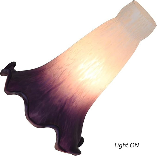 Bieye LS102S Lily Flower Blown Glass Lampshade (White Indigo, Opening I.D. 0.87" x O.D. 1")