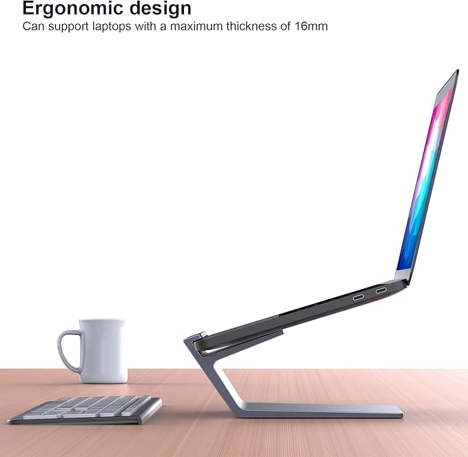 Laptop Stand, Aluminum Notebook Holder Riser Heat-Vent for MacBook Air/Pro, Dell, HP, Lenovo, Microsoft Surface, Samsung 11-16 inches Notebook