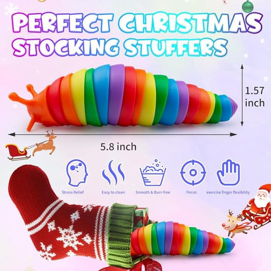 Cevioce 8 PCS Fidget Toys Slug for Adults Anxiety Sensory Toys for Party Favors Toddler Fidget Toys Age 3-4 ADHD Autism Toys for Anxiety Stress Christmas Stocking Stuffers Gifts for Boys Girls