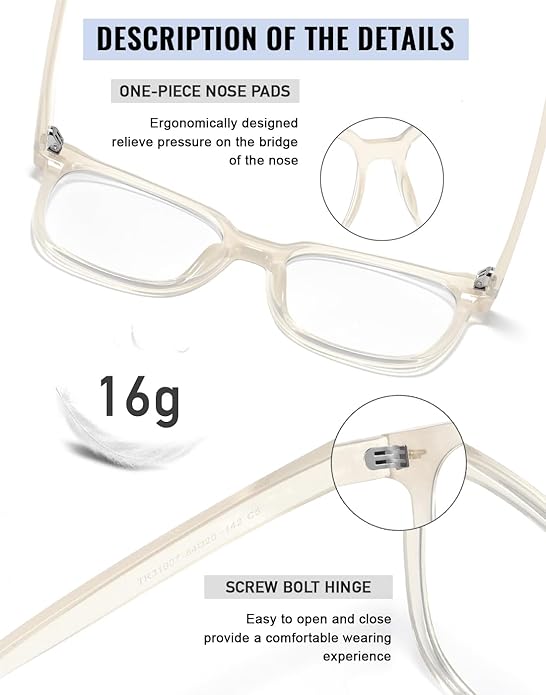 PANNER Oversized Square Blue Light Blocking Glasses for Women Men Anti Glare Reduce Eyestrain Computer Glasses