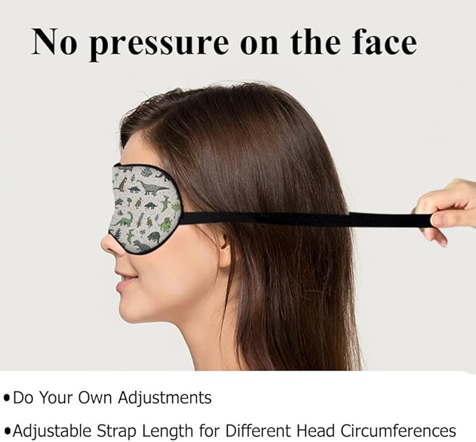 Dinosaur Eye Mask Sleeping Mask Nature Wildlife Animal Retro Green Sleep Masks Silky Soft Eye Cover for Women Men Shading Blindfold for Air Travel Sleeping