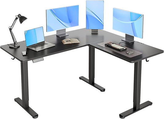 YDN L Shaped Standing Desk, Electric Standing Desks L Shape Adjustable Height Dual Motor, 63 x 55 Inch Corner Standing Desks with Splice Board for Home Office, Large Standing Desk, Black